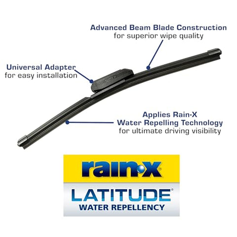 Rain-X 810164 Latitude 2-In-1 Water Repellent Wiper Blades, 24" and 18" Windshield Wipers (Pack Of 2), Automotive Replacement Windshield Wiper Blades With Patented Rain-X Water Repellency Formula