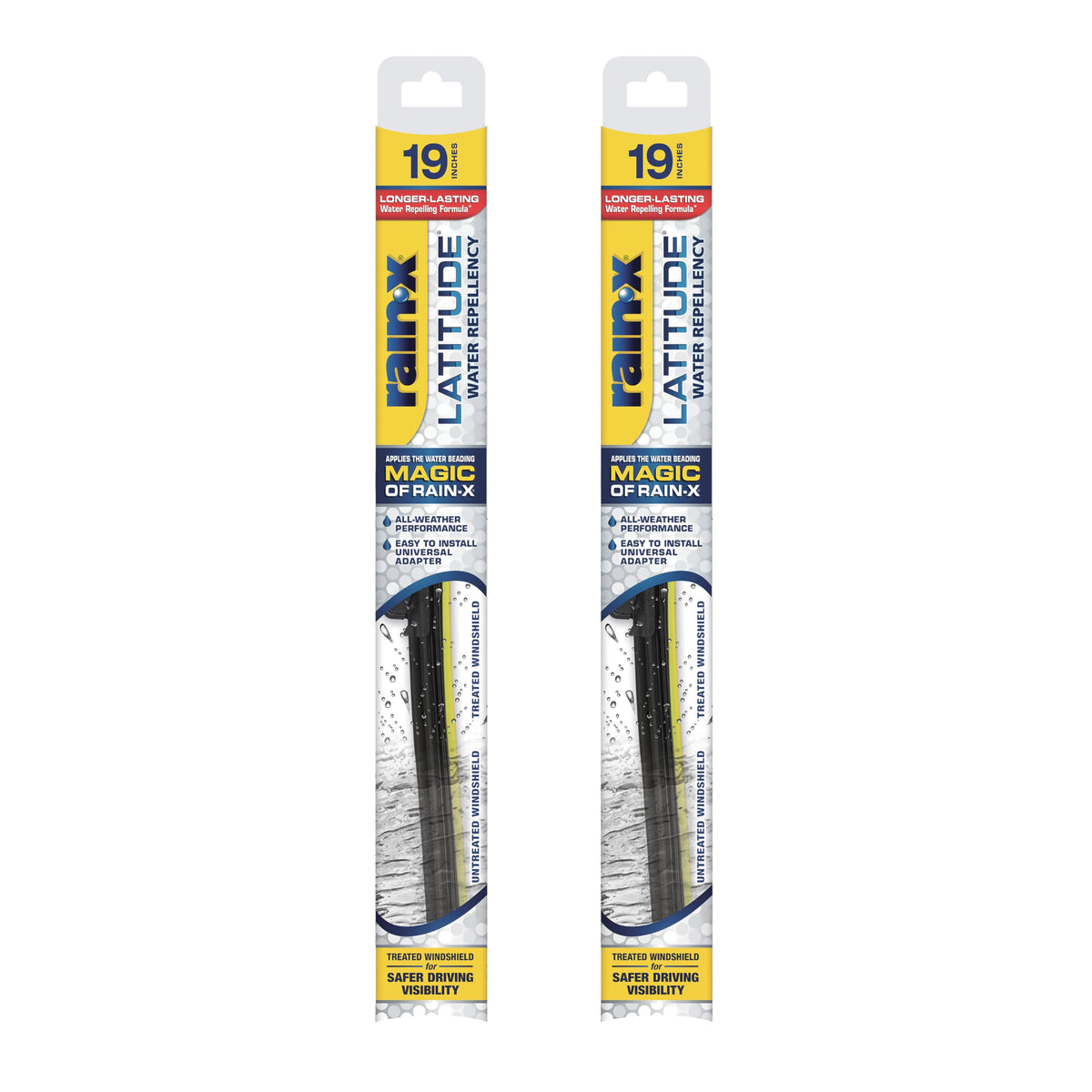 Rain-X 810169 Latitude 2-In-1 Water Repellent Wiper Blades, 19 Inch Windshield Wipers (Pack Of 2), Automotive Replacement Windshield Wiper Blades With Patented Rain-X Water Repellency Formula