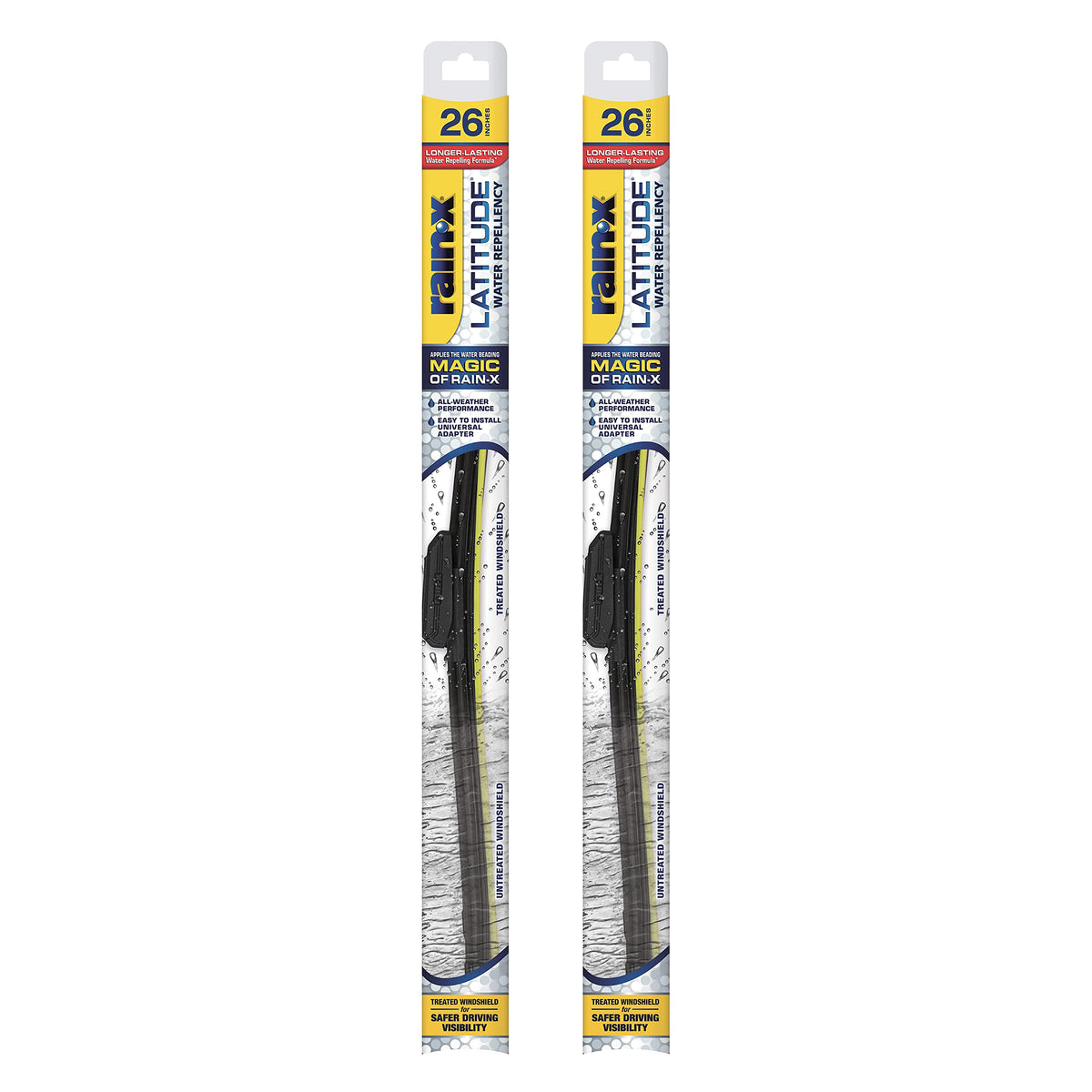 Rain-X 810206 Latitude 2-In-1 Water Repellent Wiper Blades, 26 Inch Windshield Wipers (Pack Of 2), Automotive Replacement Windshield Wiper Blades With Patented Rain-X Water Repellency Formula