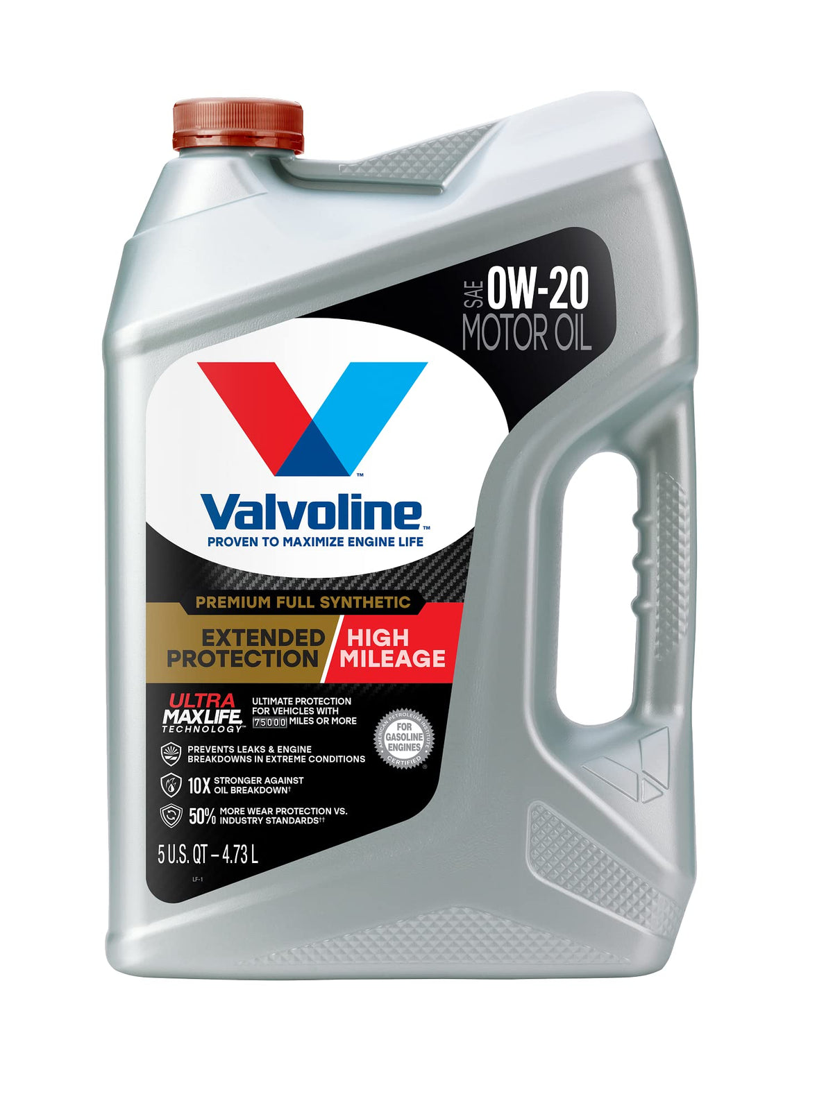 Valvoline Extended Protection High Mileage with Ultra MaxLife Technology 0W-20 Full Synthetic Motor Oil 5 QT