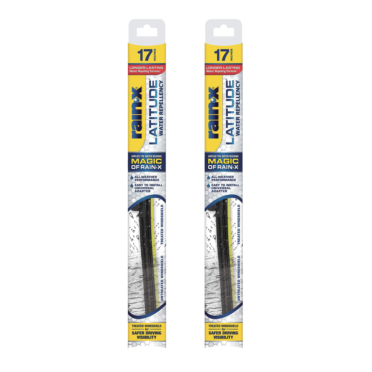 Rain-X 810203 Latitude 2-In-1 Water Repellent Wiper Blades, 17 Inch Windshield Wipers (Pack Of 2), Automotive Replacement Windshield Wiper Blades With Patented Rain-X Water Repellency Formula