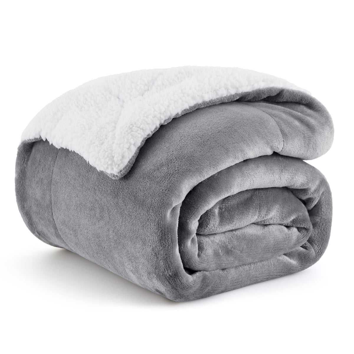 Bedsure Sherpa Fleece Throw Blanket for Couch - Thick and Warm Blanket for Winter, Soft Fuzzy Plush Throw Gift for Women, Grey, 50x60 Inches