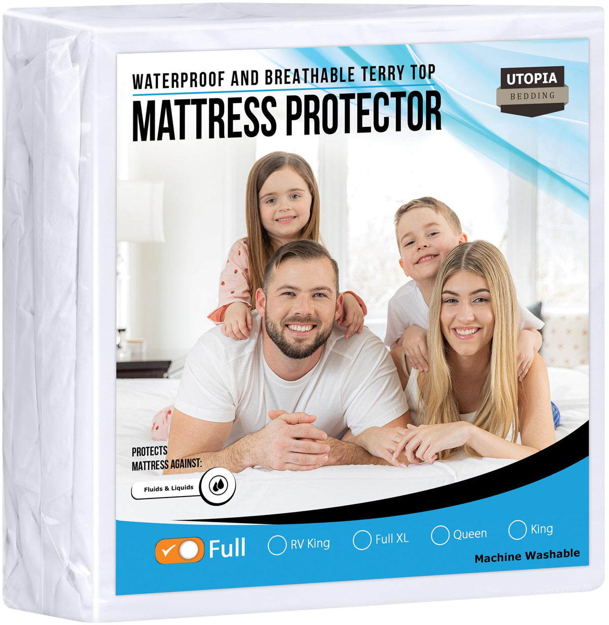 Utopia Bedding Waterproof Mattress Protector Full Size, Premium Terry Mattress Cover 200 GSM, Breathable, Fitted Style with Stretchable Pockets (White)