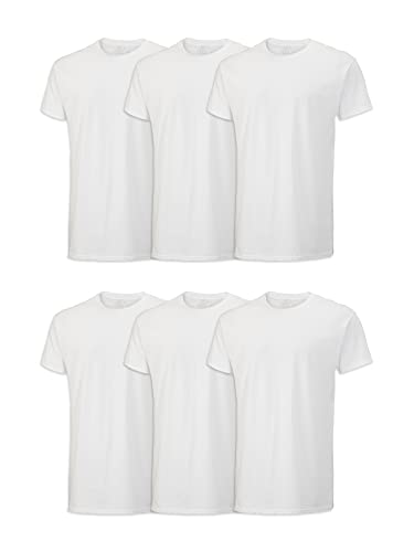 Fruit of the Loom Men's Stay Tucked Crew T-Shirt - X-Large - White (Pack of 6) - PCTechSupply.com