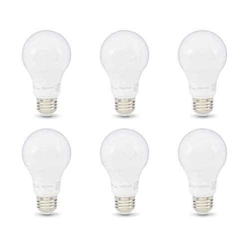 Amazon Basics A19 LED Light Bulbs, 60 Watt Equivalent, Energy Efficient 9W, E26 Standard Base, Soft White 2700K, Dimmable, 10,000 Hour Lifetime , 6-Pack - PCTechSupply.com