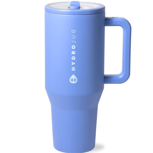 HydroJug Traveler - 40 oz Water Bottle with Handle & Flip Straw - Fits in Cup Holder, Leak Resistant Tumbler-Reusable