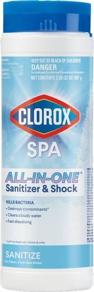 Clorox® Pool&Spa™ Spa Water All-in-One Sanitizer & Shock, Destroys Contaminants, Clears Cloudy Water, 2LB (Pack of 1) Lawn &