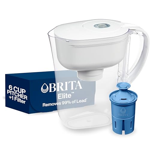Brita Metro Elite Water Filter Pitcher, Removes 99% of Lead, Includes 1 Filter, 6-Cup Capacity, White Kitchen by Brita