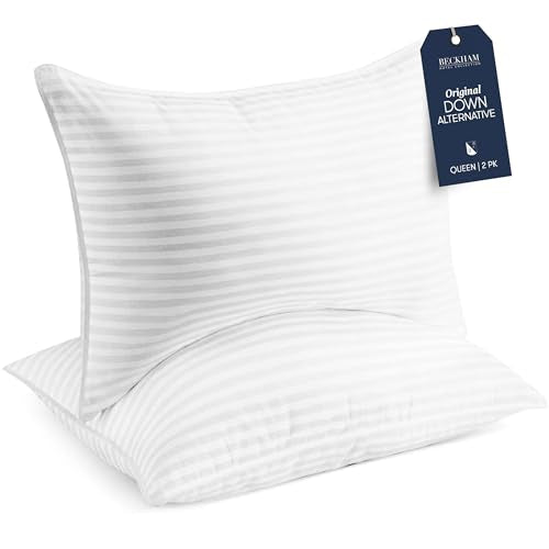 Beckham Hotel Collection Bed Pillows Standard / Queen Size Set of 2 - Down Alternative Bedding Gel Cooling Pillow for Back, Stomach or Side Sleepers - PCTechSupply.com