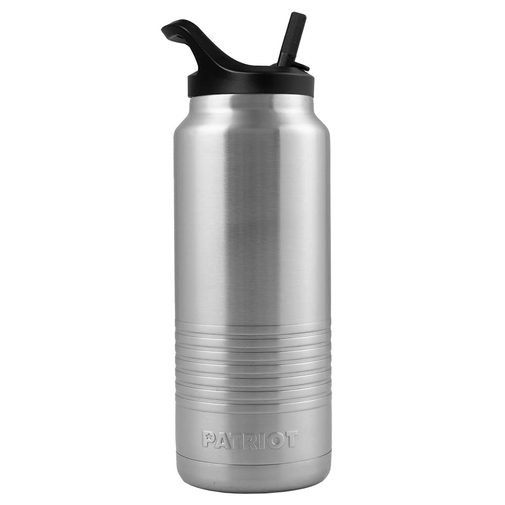 Patriot 36oz Water Bottle perfect for Hiking, Camping, Exercising, Biking (Silver) Kitchen by Patriot Coolers