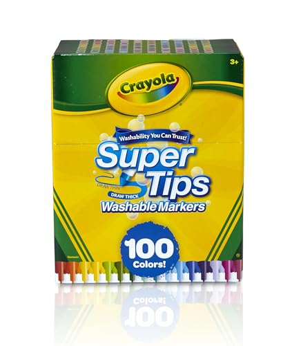Crayola Super Tips Marker Set (100ct), Fine Point Washable Markers, Drawing Markers for Kids & Adults, Great for Thick & Thin Lines - PCTechSupply.com