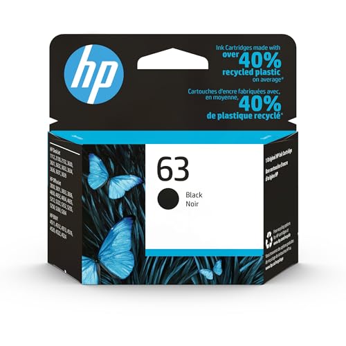 HP 63 Black Ink Cartridge | Works with HP DeskJet 1112, 2130, 3630 Series; HP ENVY 4510, 4520 Series; HP OfficeJet 3830, 4650, 5200 Series | Eligible for Instant Ink | F6U62AN - PCTechSupply.com