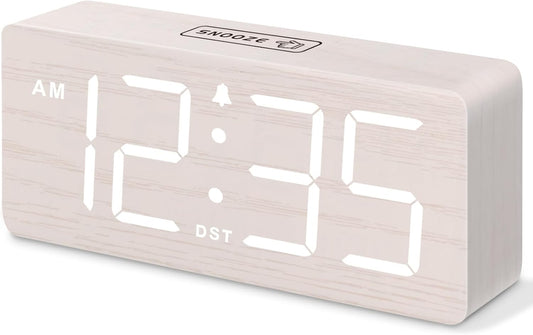 DreamSky Wooden Digital Alarm Clock for Bedroom with Large Numbers