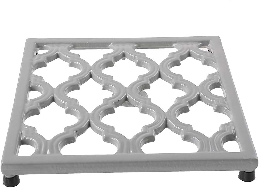 JOGREFUL Cast Iron Trivet, Kitchen Pot Heat Resistant Mat Classic Gray