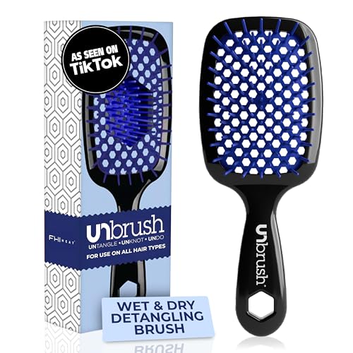FHI Heat UNbrush Detangling Brush for Pain-Free Brushing on All Wet or Dry Hair Types — Durable DuoFlex Anti-Static Bristles, Lightweight Handle, Vented Hair Brush, Galaxy Blue - PCTechSupply.com