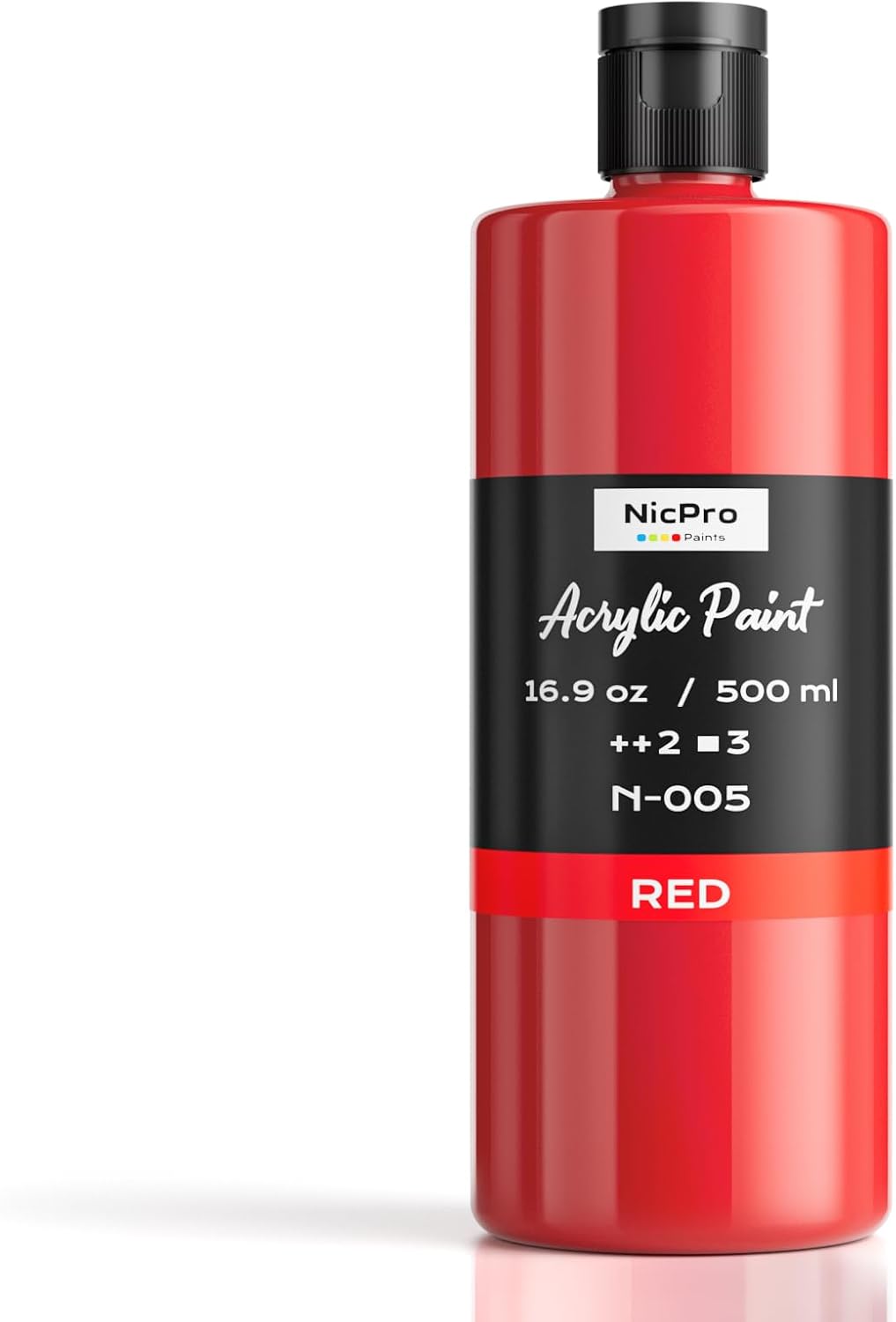 Nicpro Red Large Acrylic Paint (16.9 oz, 500 ml), Rich Pigments, Non Toxic
