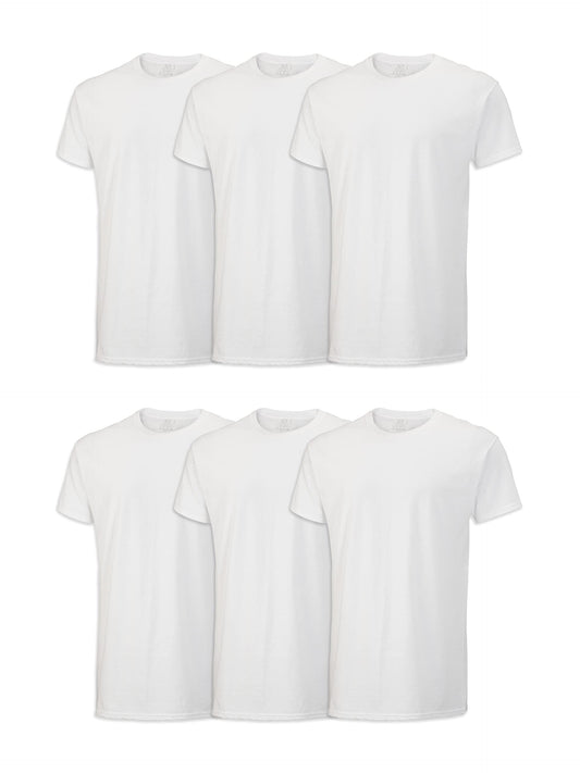 Fruit of the Loom Men's Stay Tucked Crew T-Shirt - Small - White (Pack of 6) - PCTechSupply.com