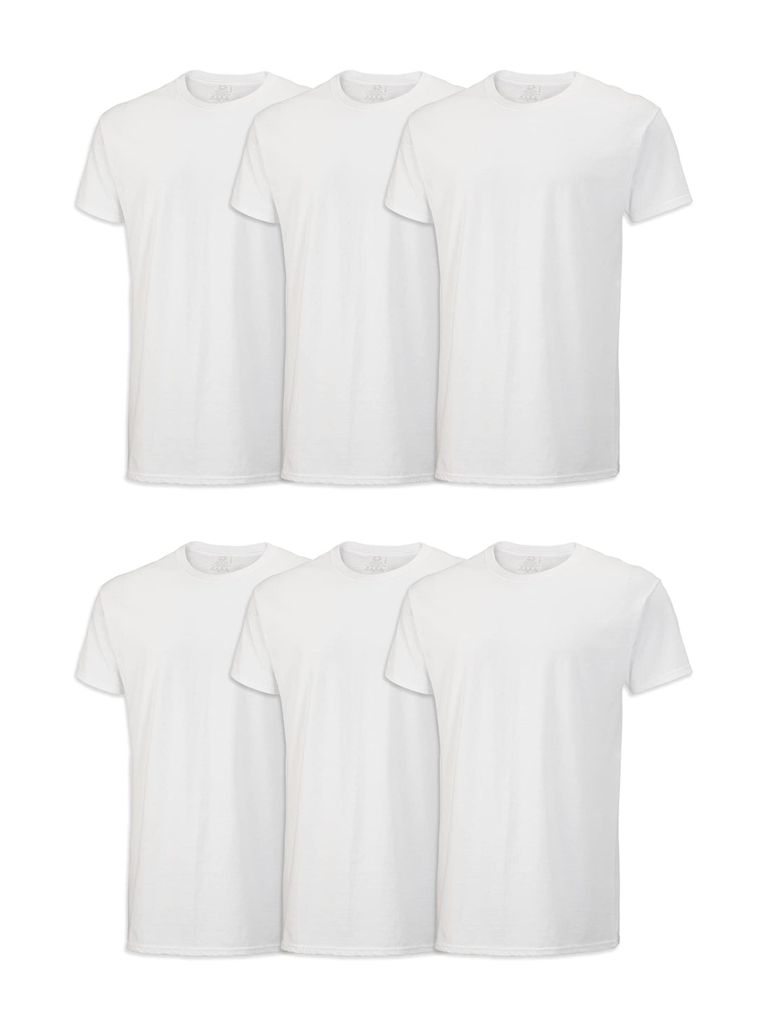 Fruit of the Loom Men's Stay Tucked Crew T-Shirt - Large - White (Pack of 6) - PCTechSupply.com