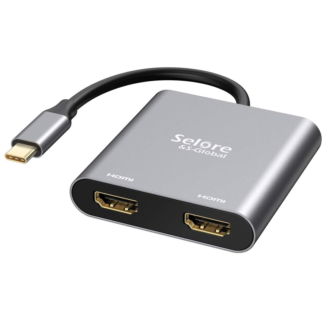 Selore&S-Global USB C to Dual HDMI Adapter 4K @60hz, Type C to HDMI Converter for MacBook Pro Air 2020/2019/2018,LenovoYoga