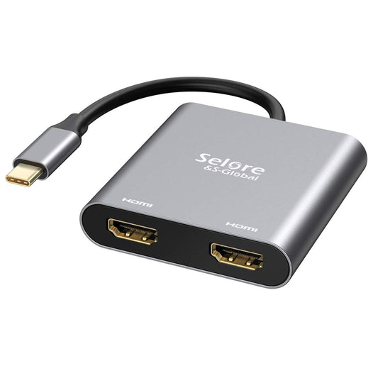Selore&S-Global USB C to Dual HDMI Adapter 4K @60hz, Type C to HDMI Converter for MacBook Pro Air 2020/2019/2018,LenovoYoga