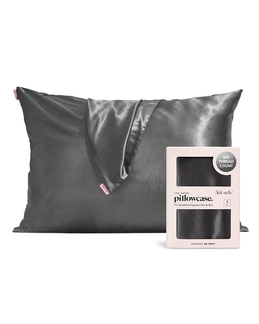 Kitsch Satin Pillowcase with Zipper for Hair & Skin - Softer Than Silk Pillow Cases, Smooth Pillow Cover, Machine Washable,