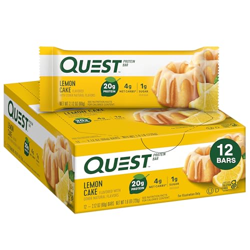 Quest Nutrition Lemon Cake Protein Bars, High Protein, Low Carb, Gluten Free, Keto Friendly, 12 Count (Pack of 1) Drugstore