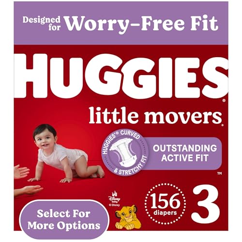 Huggies Size 3 Diapers, Little Movers Baby Diapers, Size 3 (16-28 lbs), 156 Count (6 packs of 26) Drugstore by HUGGIES