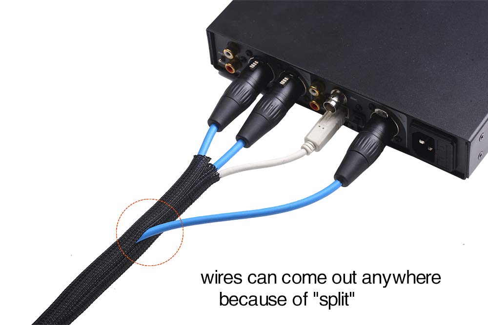 Alex Tech 10ft - 1/2 inch Cord Protector Wire Loom Tubing Cable Sleeve Split Sleeving For USB Cable Power Cord Audio Video