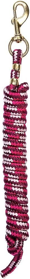 Weaver Leather Poly Lead Rope Solid Brass Snap Burgundy/Pink/Raspberry, 5/8 x 10'