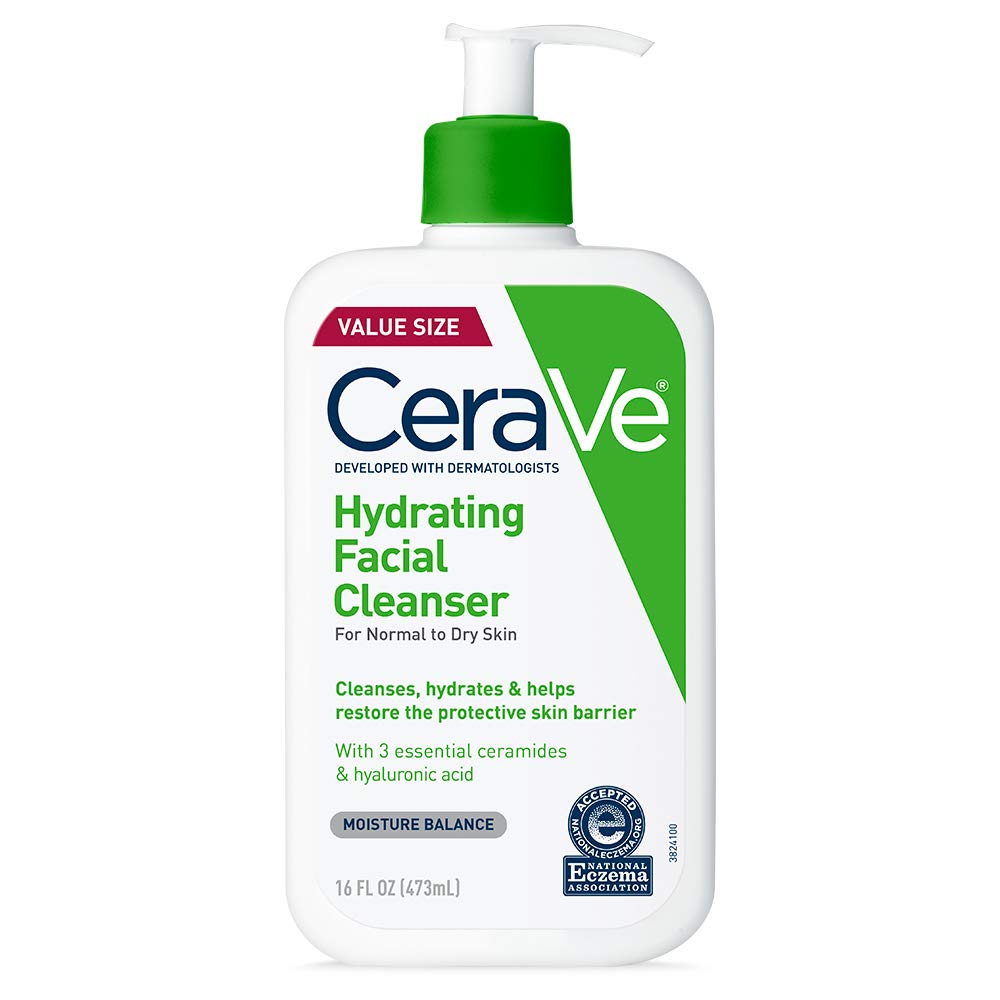 CeraVe Hydrating Facial Cleanser, Moisturizing Face Wash For Dry Skin, Hyaluronic Acid + Ceramides + Glycerin, Hydrating Cleanser For Normal To Dry Skin, National Eczema Association Certified - PCTechSupply.com