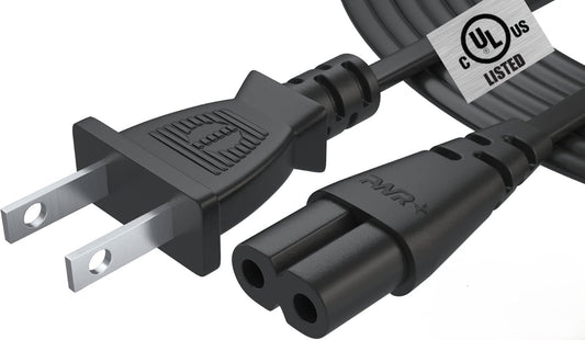 Tv Power Cord 12Ft Cable for Samsung LG TCL Sony: Apple Tv Insignia Sharp Toshiba JVC Hisense 4k 8k UHD Crystal Tizen Smart Roku Google Quantum Panasonic HDR LED QLED 2 Prong UL Listed (Black)
