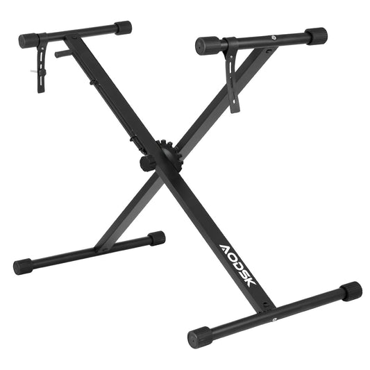 AODSK Single-X Keyboard Stand Adjustable Width & Height,Piano Stand with Locking Straps & Quick Release Mechanism-Adjust