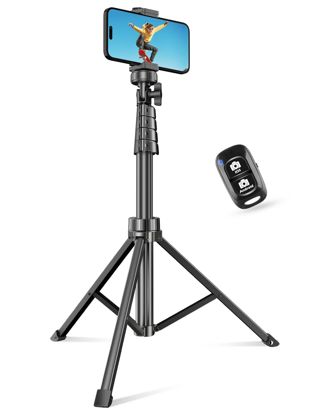 SENSYNE 62" Phone Tripod & Selfie Stick, Extendable Cell Phone Tripod Stand with Wireless Remote and Phone Holder,
