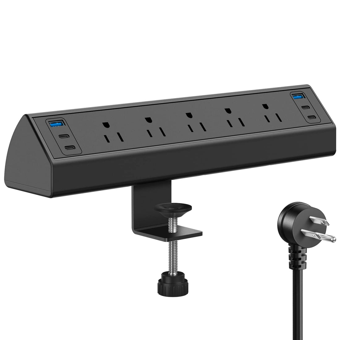Desk Clamp Power Strip USB C,40W Total Fast Charging Station,4 PD 20W USB C Ports,Desk Edge Mount Power Strip 6 USB Ports 5