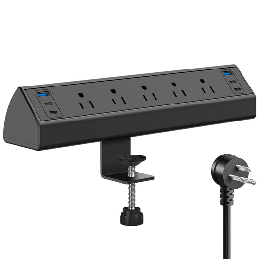 Desk Clamp Power Strip USB C,40W Total Fast Charging Station,4 PD 20W USB C Ports,Desk Edge Mount Power Strip 6 USB Ports 5