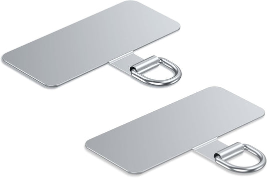 Phone Lanyard Tab, Heavy Duty Tether Tab for iPhone & Android, Metal Lanyard Patch & Strap Adapter, 44lbs Load Capacity, Universal Phone Case Insert for Strap & Charm (Fashion Silver*2)