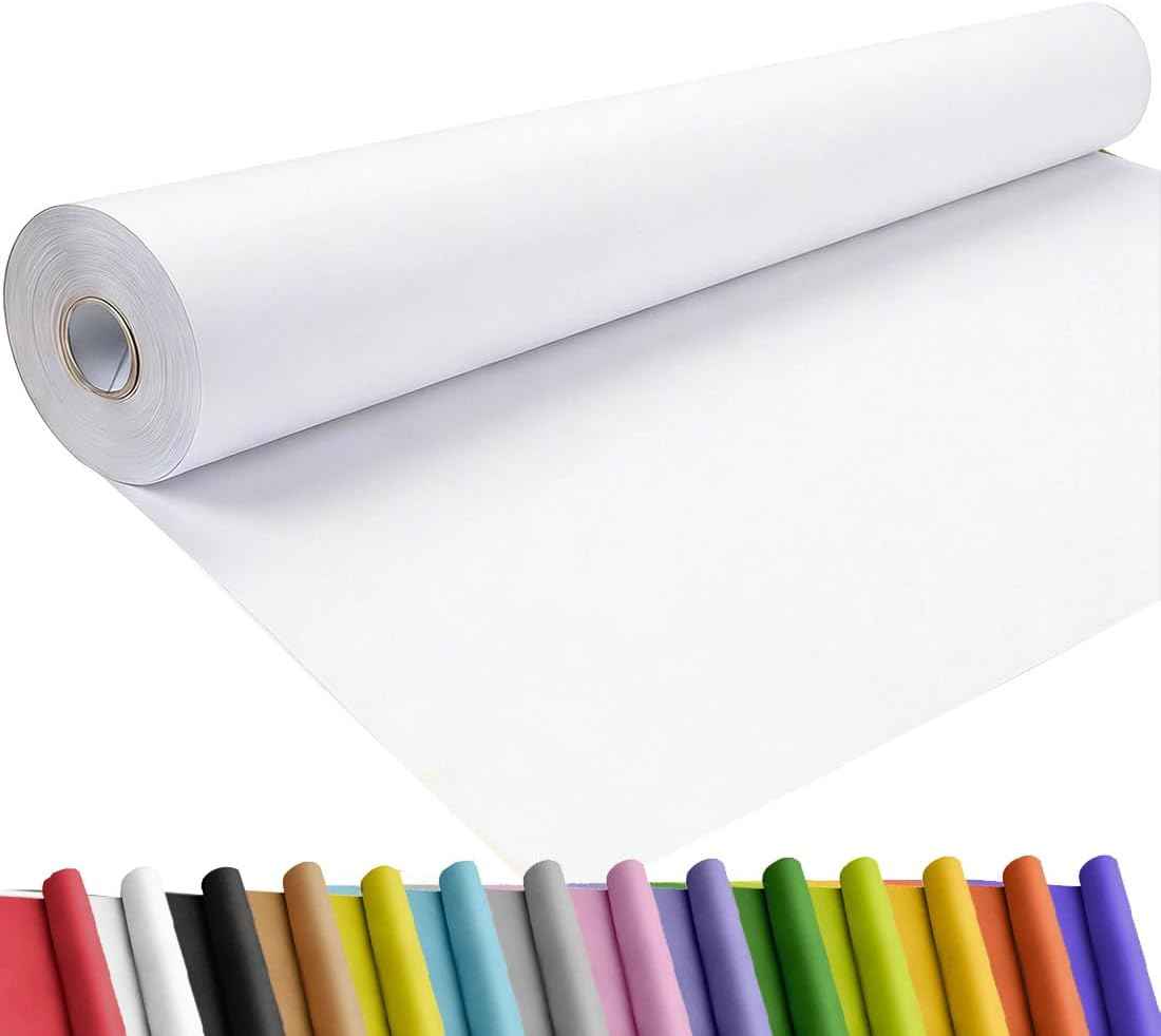 SMART&CASUAL 24" x 1,500" (125') White Kraft Craft Paper Roll for Gift Wrapping Bulletin Board Bouquet Flower Art Packing Parcel Table Covering 80GSM 55LB (White, 24" x 125')