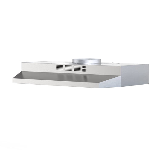 FIREGAS 30 inch Range Hood Under Cabinet, Ducted/Ductless Convertible Stainless Steel Kitchen Range Hood with Rocker Button