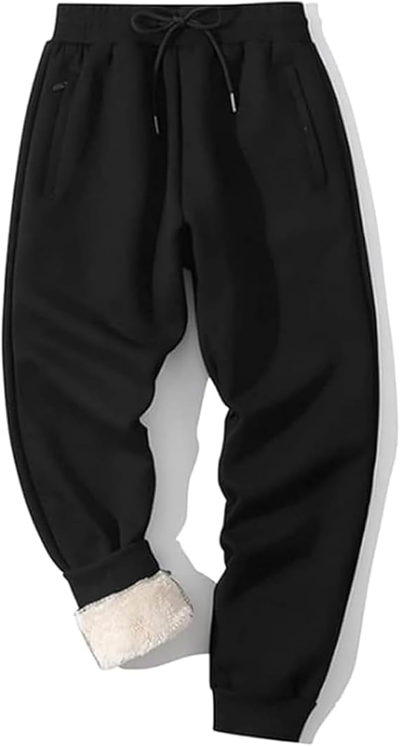 Shiyifa Mens Sherpa Lined Sweatpants Winter Warm Fleece Lined Pants