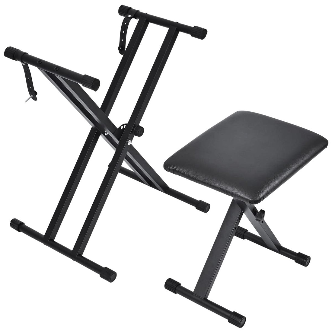 tipatyard Keyboard Stands and Bench Set, 2024 Upgrade Heavy Duty Double-X Keyboard Stand Adjustable & Portable Digital Piano