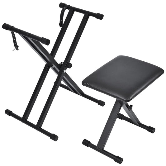 tipatyard Keyboard Stands and Bench Set, 2024 Upgrade Heavy Duty Double-X Keyboard Stand Adjustable & Portable Digital Piano