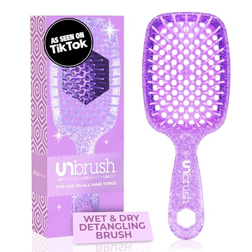 FHI Heat UNbrush Detangling Brush for Pain-Free Brushing on All Wet or Dry Hair Types — Durable DuoFlex Anti-Static