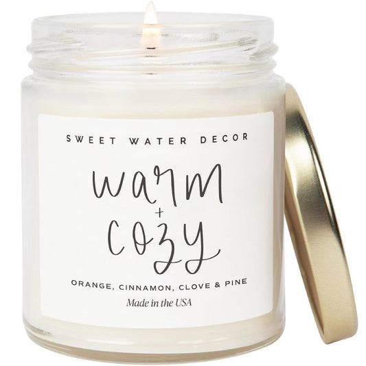 Sweet Water Decor Warm and Cozy Candle - Pine Cinnamon & Fir Winter Scented Orange Candle - Scented Soy Candles for Home with 40 Hour Burn Time - 9oz Clear Jar Winter Candle Made in the USA - PCTechSupply.com