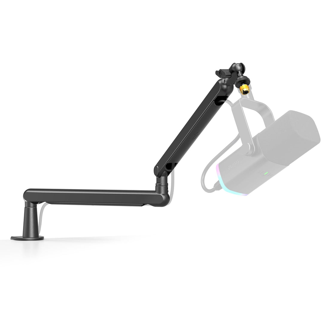 FIFINE Microphone Boom Arm, Low Profile Adjustable Stick Microphone Arm Stand with Desk Mount Clamp, Screw Adapter, Cable