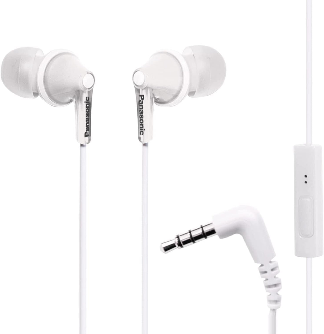PANASONIC ErgoFit Earbud Headphones with Microphone and Call Controller Compatible with iPhone, Android and Blackberry - RP-TCM125-W - In-Ear (White)