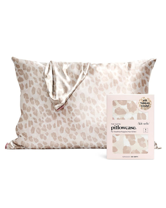 Kitsch Satin Pillowcase with Zipper for Hair & Skin, Softer Than Silk Pillow Cases Queen, Smooth Pillow Covers, Machine