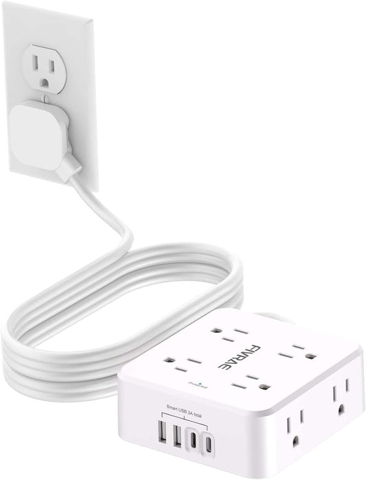 10Ft Extension Cord with Multiple Outlets, 8 Outlets and 4 USB Ports