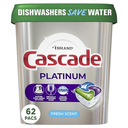 Cascade Platinum Dishwasher Pods, Dishwasher Detergent, Actionpacs, Fresh, 62 Count - PCTechSupply.com