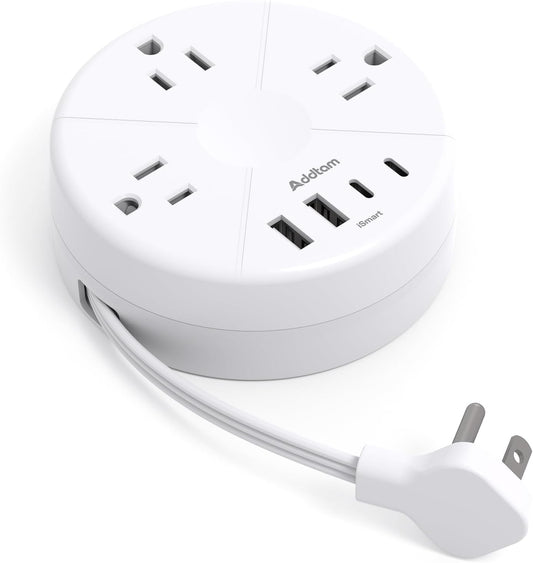 Travel Power Strip - Cruise Ship Essentials with 3ft Retractable Cord