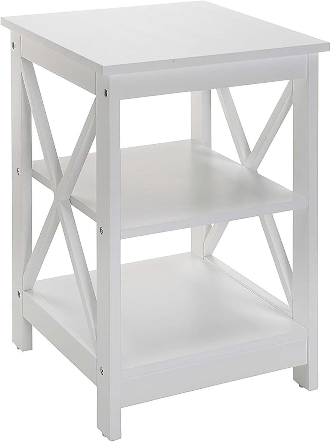 Convenience Concepts Oxford End Table 15.75" - Modern Living Room Table with Storage Shelves, Transitional Nightstand Side Table for Home Decor and Display, White